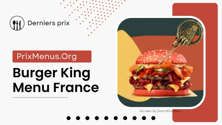 Burger King Menu France Prixes 2024